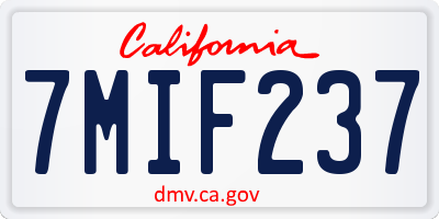 CA license plate 7MIF237