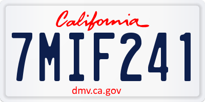 CA license plate 7MIF241