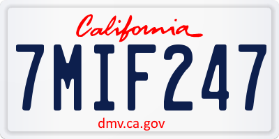 CA license plate 7MIF247