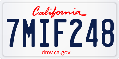 CA license plate 7MIF248