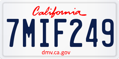 CA license plate 7MIF249