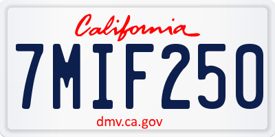 CA license plate 7MIF250