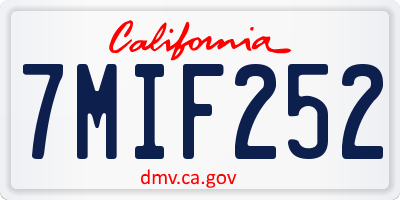 CA license plate 7MIF252