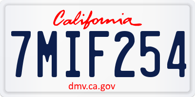 CA license plate 7MIF254