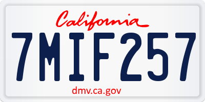 CA license plate 7MIF257