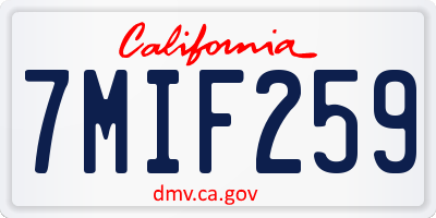 CA license plate 7MIF259
