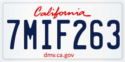 CA license plate 7MIF263