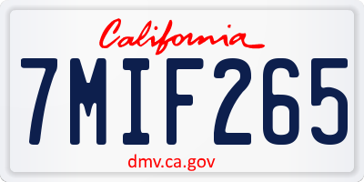 CA license plate 7MIF265