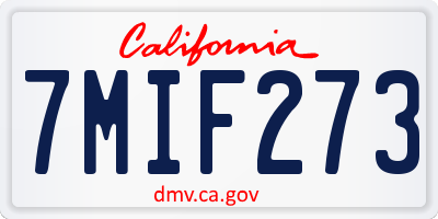 CA license plate 7MIF273