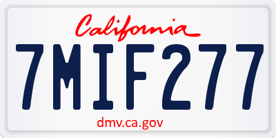 CA license plate 7MIF277