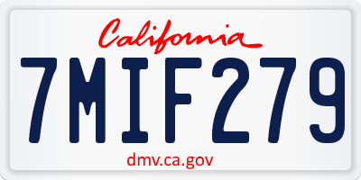 CA license plate 7MIF279