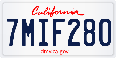 CA license plate 7MIF280