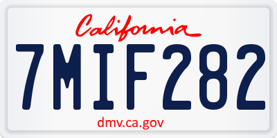 CA license plate 7MIF282