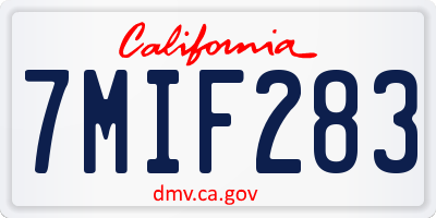 CA license plate 7MIF283