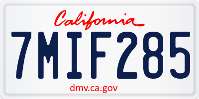 CA license plate 7MIF285