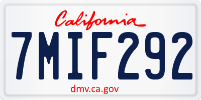 CA license plate 7MIF292