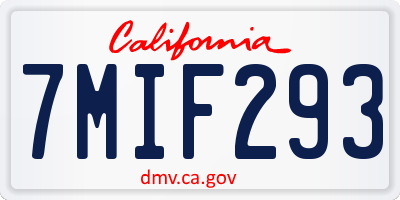 CA license plate 7MIF293