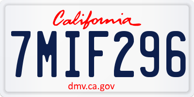 CA license plate 7MIF296