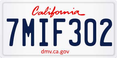 CA license plate 7MIF302