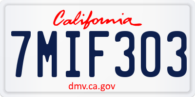 CA license plate 7MIF303