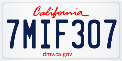 CA license plate 7MIF307