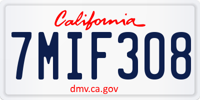 CA license plate 7MIF308