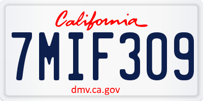 CA license plate 7MIF309
