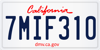 CA license plate 7MIF310