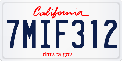 CA license plate 7MIF312