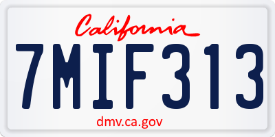CA license plate 7MIF313