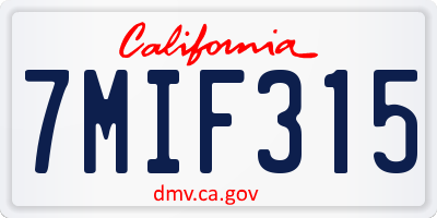 CA license plate 7MIF315