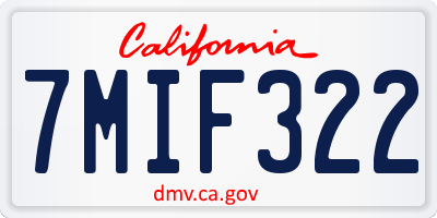 CA license plate 7MIF322