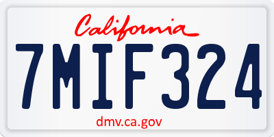CA license plate 7MIF324