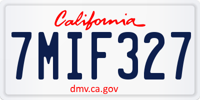 CA license plate 7MIF327