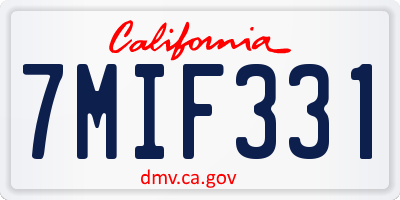 CA license plate 7MIF331