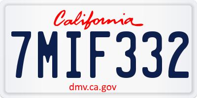 CA license plate 7MIF332