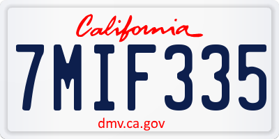 CA license plate 7MIF335