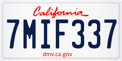 CA license plate 7MIF337