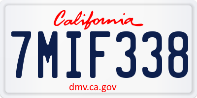 CA license plate 7MIF338
