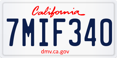CA license plate 7MIF340