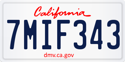 CA license plate 7MIF343
