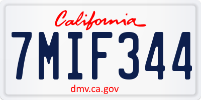 CA license plate 7MIF344