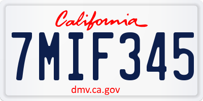 CA license plate 7MIF345