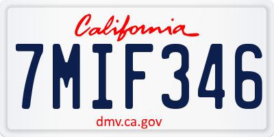 CA license plate 7MIF346