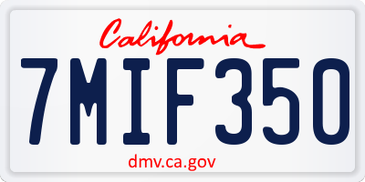 CA license plate 7MIF350
