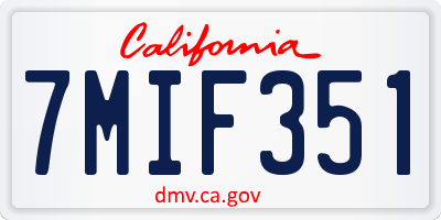 CA license plate 7MIF351