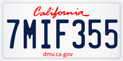 CA license plate 7MIF355