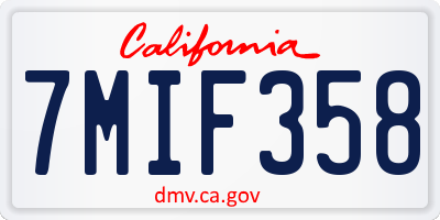 CA license plate 7MIF358