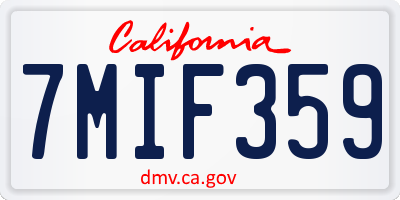 CA license plate 7MIF359