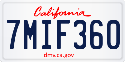 CA license plate 7MIF360